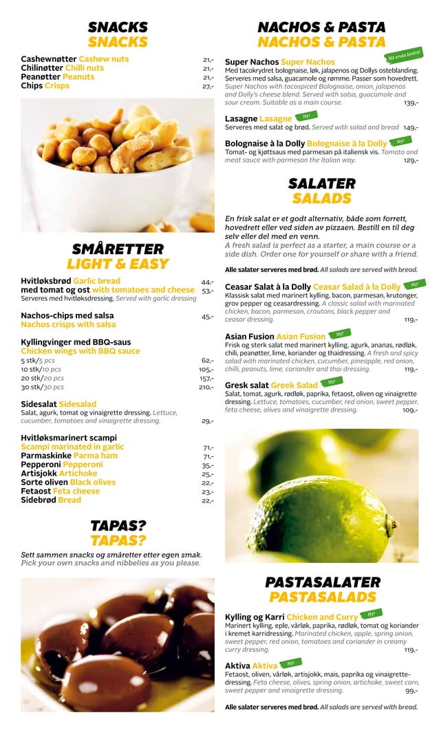 Dolly Dimple's Restaurant meny