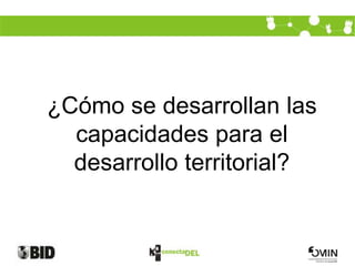 ¿Cómo se desarrollan las
  capacidades para el
  desarrollo territorial?
 