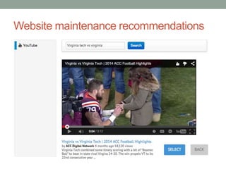 Website maintenance recommendations
 