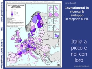 Italia a picco e noi con loro Investimenti in  ricerca & sviluppo in rapporto al PIL Fonte: Eurostat 