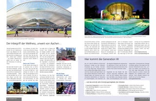 mep Ausgabe 5/2015 5352 mep Ausgabe 5/2015
Genauer gesagt sind es 40 Ki-
lometer bis zum wallonischen
Kurort Spa, Belgiens mit Ab-
stand traditionsreichstem Heil-
bad, das Ruhm und Bedeutung
dem „Hohen Venn“ verdankt
– aus diesem Wasserschutz-
gebiet wird ein großer Teil
des Trinkwassers im Lande ge-
speist.
Mit über 600 Zimmern in der
Vier-Sterne-Kategorie verfügt
Spa über eine bemerkenswert
hohe Dichte an angemessenen
Geschäftsreisehotels. Radis-
son Blu betreiben hier z.B. mit
dem „Palace“ und dem „Bal-
moral“ (Bild) gleich zwei Häu-
ser – wie die Namensgleichheit
von Letzterem mit dem Som-
mersitz des britischen Königs-
hauses zusammenhängt, mag
hier einmal dahingestellt sein.
Und auch, dass Spa das wei-
land letzte Hauptquartier des
deutschen Kaisers Wilhelm II.
war.
Hotel an der F1-Kurve!
Es gilt nämlich über einige tol-
le Locations hier zu berich-
ten. Etwa, dass Spa das ältes-
te Casino der Welt hat - nicht
weniger als hundert (!) Jahre
älter als die legendäre Einrich-
tung in Monaco. Der Star in-
des ist die berühmte Rennstre-
cke Francorchamps, für viele
gar die schönste der Welt,
wo jedes Jahr im August die
Formel1 ihren Großen Preis
von Belgien ausfährt. In eini-
ge Events wie die „Porsche
Days“ kann man sich einkau-
fen! Der dies bezügliche Ho-
teltipp ist ganz klar das gleich-
namige Vier-Sterne-Hotel an
der legendären Circuit-Kurve
„La Source“ mit unvergleich-
lichem Blick ins Motodrom!
Das heisst: 90 Zimmer und Sui-
ten sowie ein garantiert unver-
gesslicher Eindruck (www.ho-
tel-de-la-source.com/de).
Das Museum von Spa Fran-
corchamps befindet sich übri-
gens an einem Platz, wo man es
kaum vermuten würde: im Kel-
ler der nur drei Kilometer von
der Rennstrecke entfernten,
ehrwürdigen Benediktiner-
abtei in Stavelot, die ihrerseits
ebenfalls Location ist. Hinter
den imposanten Klostermau-
ern bestehen Veranstaltungs-
kapazitäten für Formate bis
500 Teilnehmer (www.sta-
velot.be). Und wenn man ge-
rade hier ist: Einer der land-
schaftlichen Höhepunkte in
der Nähe ist der Wasserfall von
Coo.
Mit dem Flieger
nach Lüttich – das geht!
Szenenwechsel nach Lüttich
(ca. 200.000 Ew.), dessen
fürstbischöfliche Besitzungen
© O.T. Spa/B. Lorquet
einst bis Köln reichten, und das
der Provinz seinen Namen ge-
geben hat. Die Stadt teilt sich
in Ober- und Unterstadt und
ist das kulturelle Zentrum der
Wallonie. Nichts dürfte bes-
ser die Metamorphose vom In-
dustrie- zum modernen Kultur-
standort symbolisieren wie der
futuristische EXPO-Bahnhof in
Liège-Guillemines, den Star-Ar-
chitekt Santiago Calatrava ent-
worfen hat. In diesem „Raum-
schiff Enterprise“ stehen auch
Räume für Ausstellungen u.ä.
zur Verfügung. Wohnen kann
man im Fünf-Sterne Crowne-
Plaza Lüttich (125 Zimmer), das
zwei historische Stadtpalais
vereint und für ambitionierte
Formate einen Ballsaal und das
historische Kellergewölbe aus
dem 16. Jahrhundert offeriert.
Das Hotel liegt nur fünf Geh-
minuten von City und Bahnhof
(Liege-Palais) entfernt. Bmi re-
gional bietet täglich zwei- und
am Wochenende je einen Flug
zwischen Lüttich und Mün-
chen an.
www.liegetourisme.be
www.crowneplazaliege.be
Radisson Blu Spa Balmoral © Jean-Yves Limet
Der Inbegriff der Wellness, unweit von Aachen…
Crowne Plaza Liège © Joseph Jeanmart
Die Zeitenwende in Lüttich beginnt am Bahnhof / © WBT - Pascale Beroujon
Fritten, Pralinen, Bier - Belgiens Gastronomie ist bekanntlich sehr reichhaltig. In Lüttich kommen noch die typischen Waffeln, Boulets à la liègoise (Frikadellen), Boukètes
(Pfannkuchen) und der Wacholderschnaps Peket dazu – da tut Erfrischung in der Therme besonders gut... / Bild: Fabrice Debatty
Hier kommt die Generation W
Das „W“ steht für Wallonie und das heisst
kulinarisch: Forellen aus den Ardennen,
Flusskrebse aus der Sambre, Visé-Gän-
se von den Maas-Auen, Petit-gris-Schne-
cken und Blanc-Bleu-Belge-Rinder. Genuss
wird hier seit jeher groß geschrieben und
über etlichen Restaurants funkeln Sterne.
Deshalb haben sich seinerzeit zehn cha-
rismatische Spitzenköche zur Generation
W zusammengetan, die inzwischen auf
die doppelte Mitgliederzahl angewachsen
ist; gemeinsam ist ihnen, dass sie die tra-
ditionell hohe gastronomische Kultur ihres
Landes immer weiter entwickeln wollen.
Gegründet hat das Projekt der Ster-
ne-Koch Sang-Hoon Degeimbre. Jeder
Koch hat fünf Zulieferer seines Vertrau-
ens in der Nähe, wozu Käsereien, Züchter,
Obst- und Gemüsebauern, Senf- und Ge-
treidemühlen, Schneckenfarmen, Metzger
und Bäcker gehören. Bei einigen der wal-
lonischen Meisterköche kann man „nur“
essen, bei anderen auch Kochkurse ma-
chen oder sogar übernachten. Um den
hohen Anspruch zu sichern, müssen alle
Mitglieder eine Qualitäts-Charta unter-
zeichnen. Einen aktuellen Eindruck ver-
schafft man sich auf der Website:
www.generationw.be
•	Sang-Hoon Degeimbre in Liernu (Provinz Namur)
•	Eric und Tristan Martin in Lavaux-Sainte Anne
(Provinz Namur)
•	Mario Elias in Wéris (Provinz Luxemburg)
•	Maxime Collard in Paliseuil (Provinz Luxemburg)
•	Clément Petitjean in Torgny (Provinz Luxemburg)
•	Christophe Pauly in Soheit-Tinlot (Provinz Lüttich)
•	Arabelle Meirlaen in Marchin (Provinz Lüttich)
•	Laury Zioui in Montigny-le-Tilleuil (Provinz Hennegau)
•	Pierre Résimont in Profondeville (Provinz Namur)
•	Jean Babtiste und Christophe Thomaes in Pays des Collines
(Provinz Hennegau)
… und das sind die zehn Gründungsmitglieder der Initiative
 