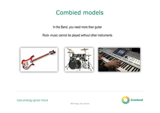 Combied models 
In the Band, you need more than guitar 
Rock -music cannot be played without other instruments 
MEP Design, Tero Järvinen 
 