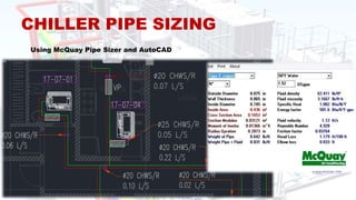 CHILLER PIPE SIZING
Using McQuay Pipe Sizer and AutoCAD
 