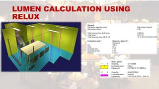LUMEN CALCULATION USING
RELUX
 