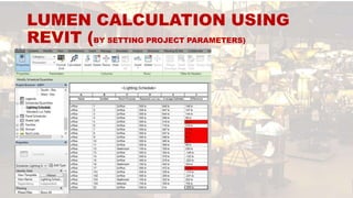 LUMEN CALCULATION USING
REVIT (BY SETTING PROJECT PARAMETERS)
 