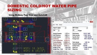 DOMESTIC COLD/HOT WATER PIPE
SIZING
Using McQuay Pipe Sizer and AutoCAD
 