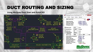 DUCT ROUTING AND SIZING
Using McQuay Duct Sizer and AutoCAD
 