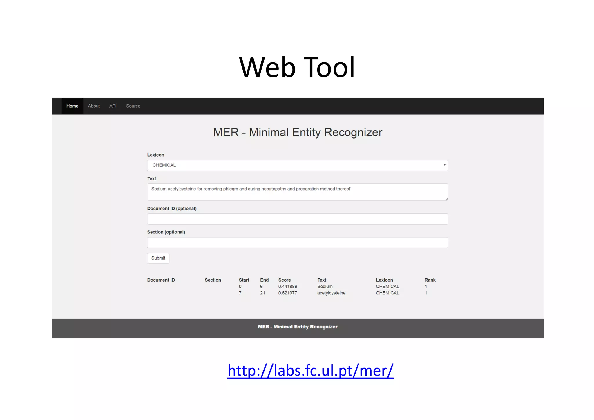 Web Tool
http://labs.fc.ul.pt/mer/
 