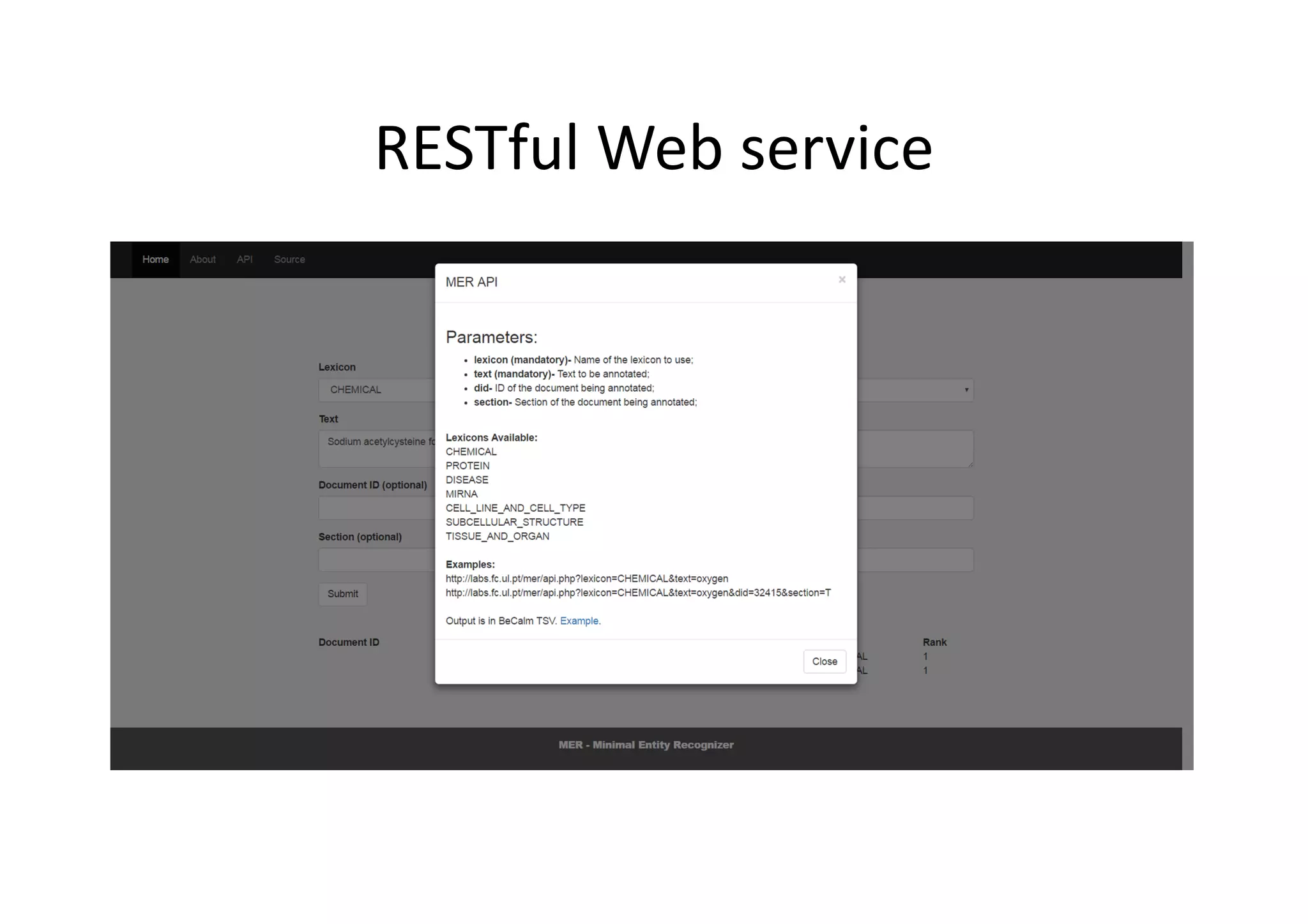 RESTful Web service
 