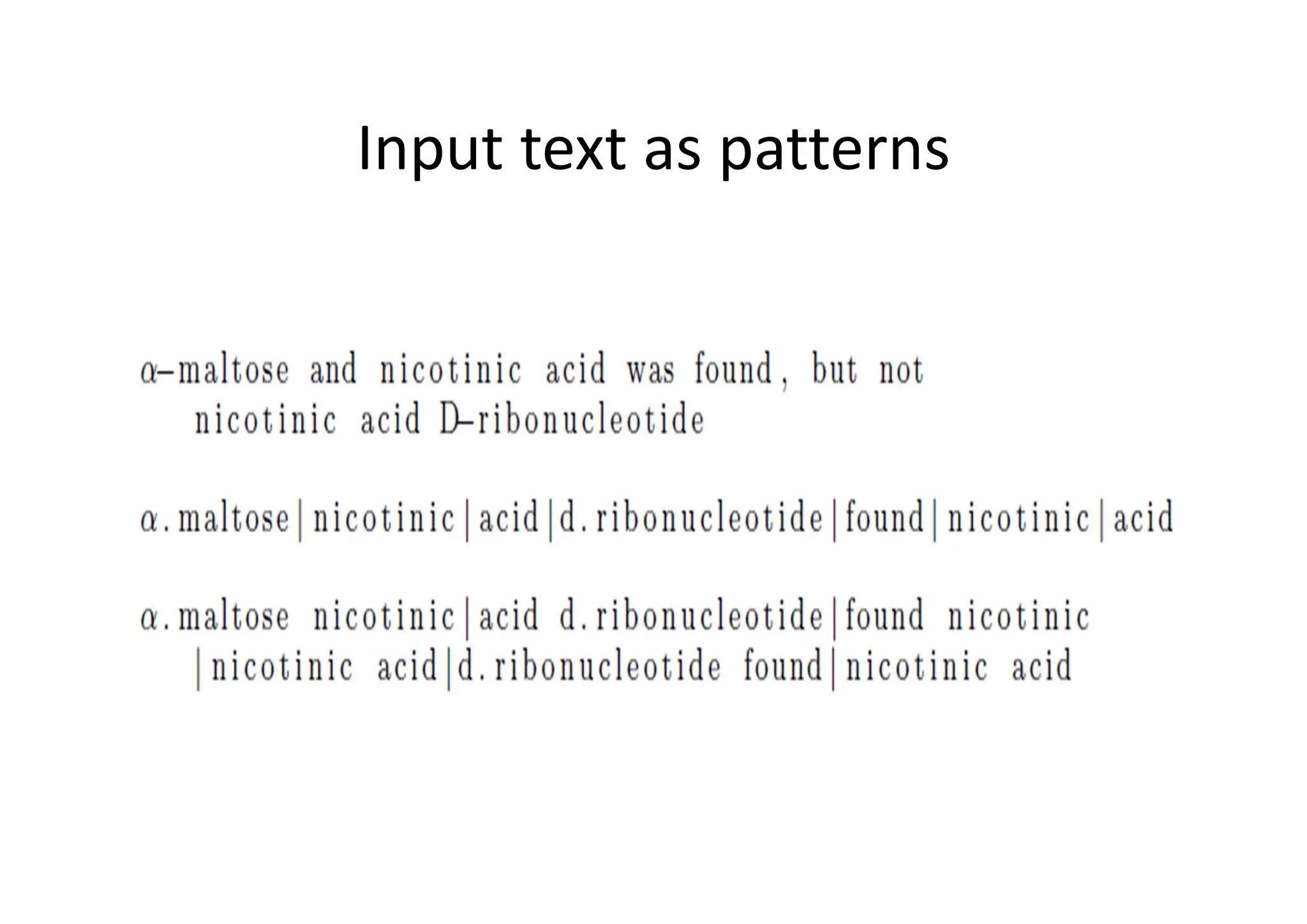 Input text as patterns
 