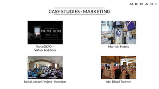 CASE STUDIES - MARKETING
Volvo XC90 –
Virtual test drive
Marriott Hotels
India Literacy Project - Keonjhar Abu Dhabi Tourism
 