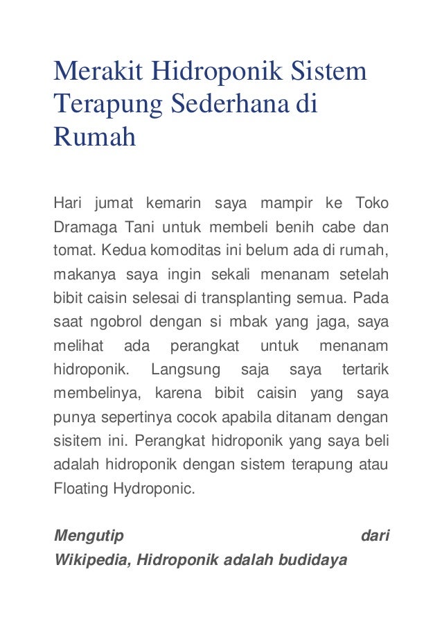 Merakit ihidroponiki isistemi terapung isederhanai di rumah Merakit ihidroponiki isistemi terapung isederhanai di rumah