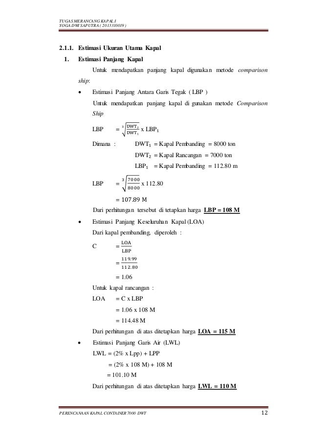 Tugas Merancang Kapal I (Container 7000 DWT)