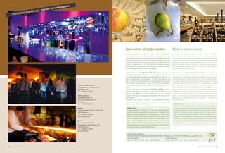 Perfekter Ausklang serate in compagnia
Theater Bar/Bar Teatro
Theaterplatz 17/Piazza Teatro, 17
39012 Meran/o
Tel. +39 0473 212613
Cafè Kunsthaus
Sparkassenstraße 18
Via Cassa di Risparmio, 18
39012 Meran/o
Tel. +39 0473 212643
Rossini
Freiheitsstraße 19/Corso Libertà, 19
39012 Meran/o
Tel. +39 0473 491085
www.rossini-bar.it
Sketch
Passerpromenade 40
Passeggiata Lungo Passirio, 40
39012 Meran/o
Tel. +39 0473 211800
www.sketch.bz
Kurhaus Meran/Merano
Freiheitsstraße/Corso della Libertà 35, 39012 Meran/Merano, Tel. +39 0473 012140, www.pursuedtirol.com
Öffnungszeiten:	Orari d‘apertura:
Mo.–Fr.: 9.00 –19.30 Uhr – Sa.: 9.00–18.00 Uhr	Lu.–Ve.: ore 9.00 –19.30 – Sa.: ore 9.00–18.00
Innovative Apfelprodukte
Der Genussmarkt Pur Südtirol setzt in seinem Geschäfts-
konzept auf innovative Ideen. Die Neuerung besteht darin,
dass ein Südtiroler Traditionsprodukt par excellence wie der
Apfel dank neuer Idee und Erfindungsgeist für eine wirt-
schaftliche Umsetzung neu interpretiert wird. Alles, was Pur
Südtirol auszeichnet, wird hier konkret: Innovationsgeist,
das Beharren auf Regionalität, Saisonalität und Nachhaltig-
keit sowie der kreative Unternehmergeist.
Erstes Beispiel, der Apfelriegel Quick. Präziser gesagt ein
Bio-Apfelriegel, der lediglich mit vier Zutaten auskommt:
ein ganzer Bioapfel aus Südtirol, etwas Südtiroler Honig, ein
paar Dinkelflocken und Mandeln. Für die Entwicklung der
Idee, die Produktionsbegleitung und Vermarktung zeichnet
Pur Südtirol verantwortlich, die zu 100 Prozent handwerkli-
che Umsetzung liegt in den Händen der Bäckerei Eisenste-
cken.
Zweites Beispiel: der beliebte Apfelsekt S‘Pom. Der ei-
gentümliche Name stammt vom Lateinischen Spuma für
Schaum und Pomes für Apfel). Das Team von Pur Südtirol
hat den fruchtigen, feinperligen Apfelsekt für Südtirol wie-
derentdeckt.
Erhältlich sind Quick und S‘Pom in ausgewählten Gastro-
nomie- und Hotelbetrieben im Fachhandel, sowie bei Pur
Südtirol und Meraner Weinhaus.
Südtirol Pur
Im Genussmarkt Pur Südtirol in der zentralen Freiheits-
straße werden ausschließlich naturnahe, in Südtirol her-
gestellte Qualitätslebensmittel angeboten – und das zu
Ab-Hof-Preisen. Wer also Wert legt auf nachhaltigen An-
bau und gesunde Qualität, wird hier zweifelsohne fün-
dig werden. Ob Speck oder Käse, Früchte oder Gemüse,
Butter, Milch, Marmeladen oder Brot und Wein – alle Pro-
dukte reflektieren die Echtheit und Traditionsverbunden-
heit des Landes und seiner Menschen.
Mela e innovazione
Il mercato dei sapori Pur Südtirol punta su idee innovative.
La novità sta nel fatto che grazie a nuove idee e ad uno spi-
rito innovativo un prodotto della tradizione sudtirolese come
la mela viene ora reinterpretato con un valore commerciale
aggiunto. Tutto quello che contraddistingue Pur Südtirol si
fa qui concreto: spirito innovativo, l‘insistere sulla regiona-
lità, stagionalità e sostenibilità, ma anche un‘impostazione
imprenditoriale di tipo creativo.
Primo esempio, la barretta di mela Quick. Per la precisio-
ne una barretta biologica di mela, composta di soli quattro
ingredienti: un‘intera mela biologica dell‘Alto Adige, un po‘
di miele altoatesino, qualche fiocco di farro e mandorle. Re-
sponsabile dell‘idea, del controllo della produzione e della
commercializzazione è Pur Südtirol. La realizzazione al cento
percento artigianale è curata dal panificio Eisenstecken.
Secondo esempio, il sidro S‘Pom, che nel frattempo si è fatto
largamente apprezzare. Il suo nome deriva dal latino Spuma
e Pomes per mela. Il team di Pur Südtirol ha praticamente
riscoperto per l‘Alto Adige questo prodotto dal fine perlage.
Quick e S‘Pom sono reperibili presso negozi selezionati di
gastronomia e alberghi, presso Pur Südtirol e la Casa del
Vino di Merano.
Südtirol Pur
L‘offerta del mercato dei sapori Pur Südtirol situato in Cor-
so della Libertà, in pieno centro, prevede esclusivamente
prodotti sudtirolesi naturali di qualità, a prezzi da vendita
diretta. L‘indirizzo giusto, dunque, per chi è alla ricerca
della costanza e della sana qualità. Si tratti di speck o for-
maggio, frutta o verdura, burro, latte, marmellate, pane
o vino, tutti i prodotti sono rigorosamente autentici ed
in linea con la tradizione del territorio sudtirolese e della
sua gente.
PR-Artikel
46 47MERANO MAGAZINEwww.meranomagazine.com
 