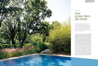 Die Therme Meran punktet nicht nur mit
zeitgemäßer Architektur, sondern auch mit
einer der großzügigsten Thermalparkanlagen
Europas. Auf dem fünf Hektar großen Areal
findet sich eine ungewöhnliche Pflanzenviel-
falt, die wesentlich zur Ruhe und Entspannung
der Thermengäste beiträgt.
Morgens um 9 Uhr, wenn der Gärtner Peter Raffl
und sein dreiköpfiges Team die tägliche Parkpfle-
ge abgeschlossen haben, eröffnet sich den ersten
Badegästen der Therme Meran ein ungestörter
Blick auf die Früchte ihrer Arbeit: das gleichmäßig
leuchtende Grün der weitläufigen Grünflächen,
die keinerlei Spuren vergangener Badetage auf-
weisen, der gepflegte Seerosenteich im Zentrum
der Parkanlage, die üppig blühenden Rosenbee-
te und Sträucher, die eine wohltuende Symbiose
mit dem alten Baumbestand des Parks eingehen.
Der besondere Reiz des Thermenparks von Me-
ran liegt nicht in seinen 12 Außenpools mit 1.250
Quadratmetern Wasserfläche. Er entsteht vor
allem im Zusammenspiel von insgesamt 5.900
Sträuchern und 300 verschiedenen Baumgattun-
gen, die aus dem großzügigen Areal im Zentrum
von Meran eine grüne Oase machen. Ein Anlie-
gen, das bereits die Betreiber des früheren Kur-
bades verfolgten. Sie bepflanzten den Park des
vormaligen Kur- und Badezentrums vor mehr als
40 Jahren mit damals in Meran noch wenig ver-
breiteten Pflanzenarten wie Pinien, Korkeichen,
Bergmammut, Zedern, Sumpfzypressen oder
Das
grüne Herz
der Stadt
Text Susanne Pitro
Der Park der Therme Meran hält so manch stilles Plätzchen für die Besucher bereit.Der Park der Therme Meran hält so manch stilles Plätzchen für die Besucher bereit.
NATURE
61MERANO MAGAZINE
 