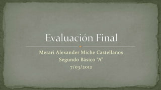 Merari Alexander Miche Castellanos
        Segundo Básico “A”
            7/03/2012
 