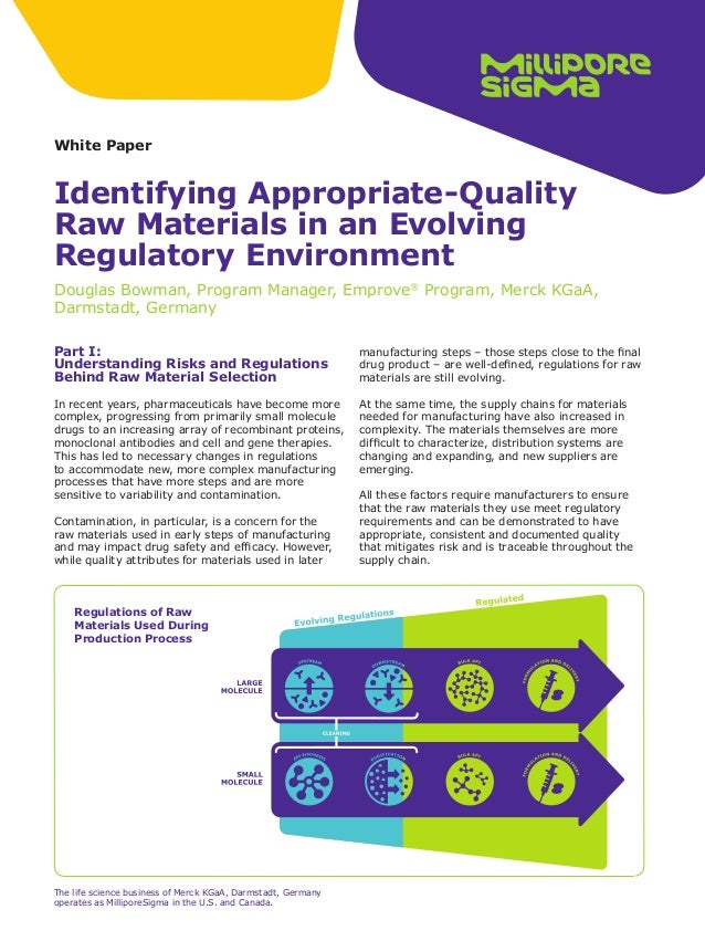 Identifying AppropriateQuality Raw Materials in an Evolving Regulatory