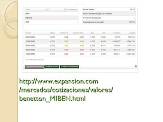 http://www.expansion.com
/mercados/cotizaciones/valores/
benetton_MIBEN.html
 