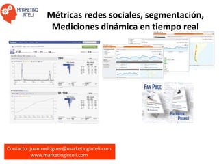 Contacto: juan.rodriguez@marketinginteli.com
www.marketinginteli.com
Métricas redes sociales, segmentación,
Mediciones din...