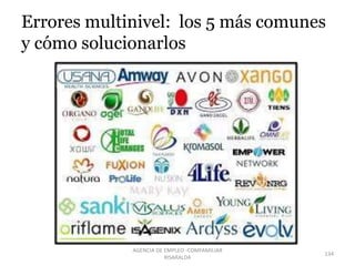 Errores multinivel: los 5 más comunes
y cómo solucionarlos
AGENCIA DE EMPLEO -COMFAMILIAR
RISARALDA
134
 