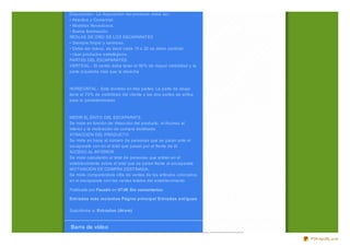 Disposición.- La disposición del producto debe ser:
• Atractiva y Comercial.
• Modelos Novedosos.
• Buena Iluminación.
REGLAS DE ORO DE LOS ESCAPARATES
• Siempre limpio y luminoso.
• Debe ser nuevo, es decir cada 15 o 20 se debe cambiar.
• Usar productos estratégicos.
PARTES DEL ESCAPARATES
VERTICAL.- El centro debe tener el 50% de mayor visibilidad y la
parte iz quierda más que la derecha



HORIZONTAL.- Está dividido en tres partes: La parte de abajo
tiene el 70% de visibilidad del cliente y las dos partes de arriba
para lo predeterminado.



MEDIR EL ÉXITO DEL ESCAPARATE.
Se mide en función de: Atracción del producto, el Acceso al
interior y la motivación de compra destinada.
ATRACCIÓN DEL PRODUCTO
Se mide en base al número de personas que se paran ante el
escaparate con en el total que pasan por el frente de él.
ACCESO AL INTERIOR
Se mide calculando el total de personas que entran en el
establecimiento sobre el total que se paran frente al escaparate.
MOTIVACIÓN DE COMPRA DESTINADA.
Se mide comparándola cifra de ventas de los artículos colocados
en el escaparate con las ventas totales del establecimiento.

Publicado por Faustin en 07:06 Sin comentarios:

Ent radas más recient es Página principal Ent radas ant iguas

Suscribirse a: Ent radas (At om)



Barra de vídeo

                                                                     PDFmyURL.com
 