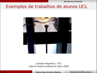 Mercado de Automação


Exemplos de trabalhos de alunos UCL




                Levitador Magnético – TCC
         (Sião M. Porpino e Guilherme M. Alves, 2009)


                Felipe Nascimento Martins               felipemartins@ifes.edu.br
 