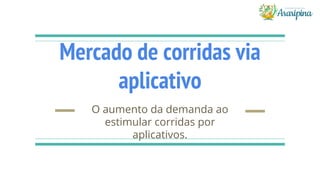 Mercado de corridas via
aplicativo
O aumento da demanda ao
estimular corridas por
aplicativos.
 