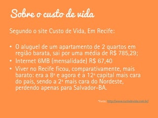 Sobre o custo de vida
•
•
•
 