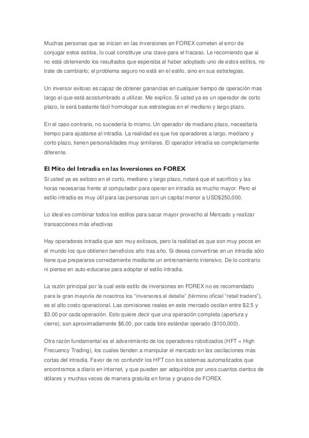 Tecnicas intradia forex