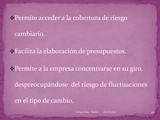 Permite acceder a la cobertura de riesgo cambiario.