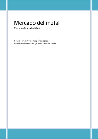 Mercado del metal
Ciencia de materiales

Grupo para actividades por parejas 2
Asier González Lázaro y Carlos Gracia Cabeza

 