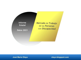 José María Olayo olayo.blogspot.com
Mercado de Trabajo
de las Personas
con Discapacidad
Informe
Estatal
Datos 2021
 