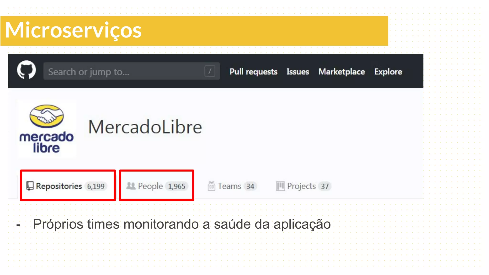 Microserviços
- Próprios times monitorando a saúde da aplicação
 