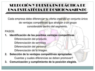 Segementacion de Mercados, Mercado Meta y Posicionamiento | PPT