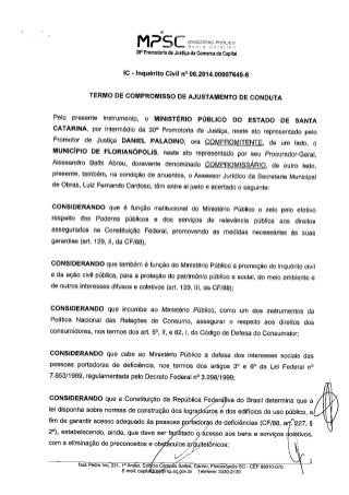 Termo de Ajustamento de Conduta sobre acessibilidade Mercado Público de Santa Catarina