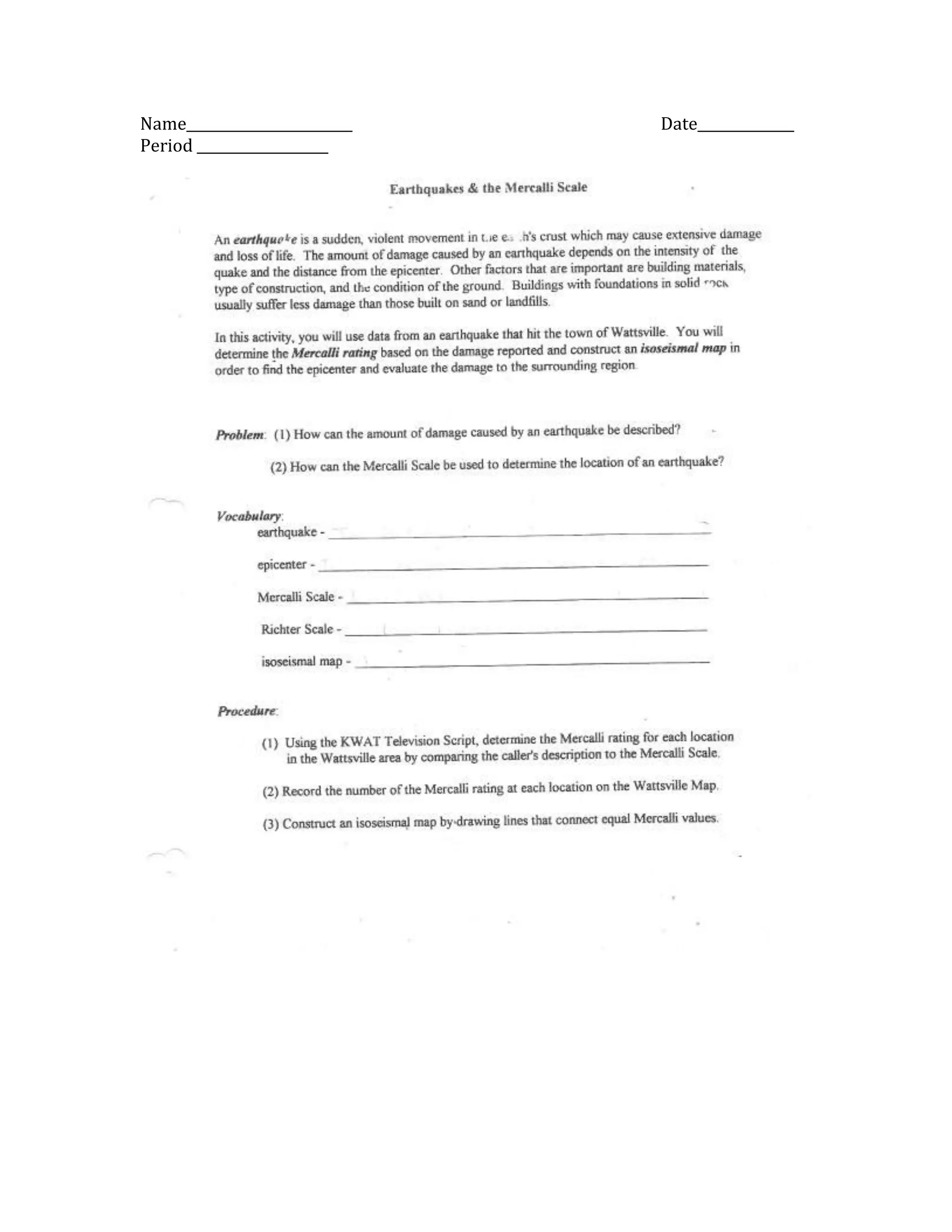 Name________________________ Date______________Period ___________________