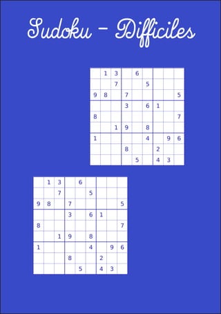 Sudoku - Difficiles

 