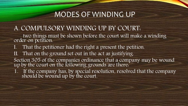 winding up of a company
