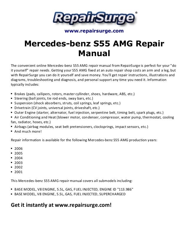 Don'T Get Ripped Off!  2002 S55 Amg Maintenance Secrets - mo0b61r