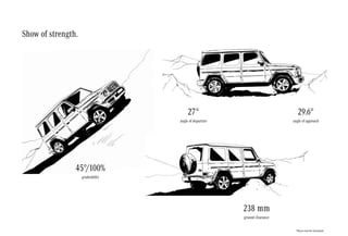 Show of strength.
45°/100%
gradeability
27°
angle of departure
29.6°
angle of approach
238 mm
ground clearance
*Please read the disclaimer.
 