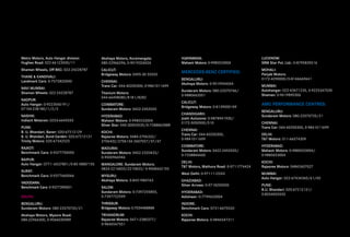 Metro Motors, Auto Hangar division
Hughes Road: 022-66123500/11
Shaman Wheels, Off BKC: 022-24228787
THANE  KANDIVALI:
Landmark Cars: 0-7572820000
NAVI MUMBAI:
Shaman Wheels: 022-24228787
NAGPUR:
Auto Hangar: 0-9223540191/
07104-238180/1/2/3
NASHIK:
Indisch Motoren: 0253-6645555
PUNE:
B. U. Bhandari, Baner: 020-67212129
B. U. Bhandari, Bund Garden: 020-67212131
Trinity Motors: 020-67342525
RAJKOT:
Benchmark Cars: 0-9377750050
RAIPUR:
Auto Hangar: 0771–6537801/0-8518887155
SURAT:
Benchmark Cars: 0-9377660066
VADODARA:
Benchmark Cars: 0-9377390001
SOUTH:
BENGALURU:
Sundaram Motors: 080-22070720/21
Akshaya Motors, Mysore Road:
080-22966300, 0-9066030989
Akshaya Motors, Koramangala:
080-22966296, 0-9019326026
CALICUT:
Bridgeway Motors: 0495-30 55555
CHENNAI:
Trans Car: 044-40200300, 0-9841011699
Titanium Motors:
044-66498080/8181/8282
COIMBATORE:
Sundaram Motors: 0422-2452020
HYDERABAD:
Mahavir Motors: 0-9985533004
Silver Star: 040-30003535/0-7288862888
KOCHI:
Rajasree Motors: 0484-2706332/
2706432/2706134 2607027/37/47
MADURAI:
Sundaram Motors: 0452-2320433/
0-9500966946
MANGALORE: Sundaram Motors:
0824-2214833/2215833/ 0-9008442155
MYSURU:
Akshaya Motors: 0-8431984763
SALEM:
Sundaram Motors: 0-7397255855,
0-7397722599
THRISSUR:
Bridgeway Motors: 0-7034488888
TRIVANDRUM:
Rajasree Motors: 0471-2380377/
0-9846547551
VIJAYAWADA:
Mahavir Motors: 0-9985533004
MERCEDES-BENZ CERTIFIED:
BENGALURU:
Akshaya Motors: 0-9019944044
Sundaram Motors: 080-22070746/
0-9880662051
CALICUT:
Bridgeway Motors: 0-8139000109
CHANDIGARH:
Joshi Autozone: 0-9878941930/
0172-5050500/510
CHENNAI:
Trans Car: 044-40200300,
0-9841011699
COIMBATORE:
Sundaram Motors: 0422-2452020/
0-7338846460
DELHI:
TT Motors, Mathura Road: 0-9711774424
West Delhi: 0-9711112243
GHAZIABAD:
Silver Arrows: 0-9718200500
HYDERABAD:
Adishwar: 0-7799633004
INDORE:
Benchmark Cars: 0731-6675520
KOCHI:
Rajasree Motors: 0-9846547311
LUCKNOW:
SRM Star Pvt. Ltd.: 0-8795835516
MOHALI:
Panjab Motors:
0172-4290000/0-8146669641
MUMBAI:
Autohangar: 022-43471235, 0-9225347030
Shaman: 0-9619890306
AMG PERFORMANCE CENTRES:
BENGALURU:
Sundaram Motors: 080-22070720/21
CHENNAI:
Trans Car: 044-40200300, 0-9841011699
DELHI:
TT Motors: 011-66574309
HYDERABAD:
Mahavir Motors: 0-9885033004/
0-9885653004
KOCHI:
Rajasree Motors: 04842607027
MUMBAI:
Auto Hangar: 022-67434360/61/65
PUNE:
B.U. Bhandari: 020-67212131/
0-8554055555
 