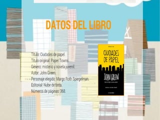 Trabajo sobre el personaje de Margo de la novela "Ciudades de papel", por Mercedes Piña Román, de 3ºB, Prof. Elvira Mármol