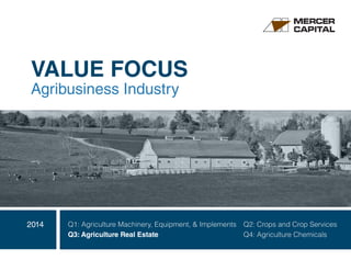 VALUE FOCUS 
Agribusiness Industry 
Q1: Agriculture Machinery, Equipment, & Implements Q2: Crops and Crop Services 
Q3: Agriculture Real Estate Q4: Agriculture Chemicals 
2014 
 