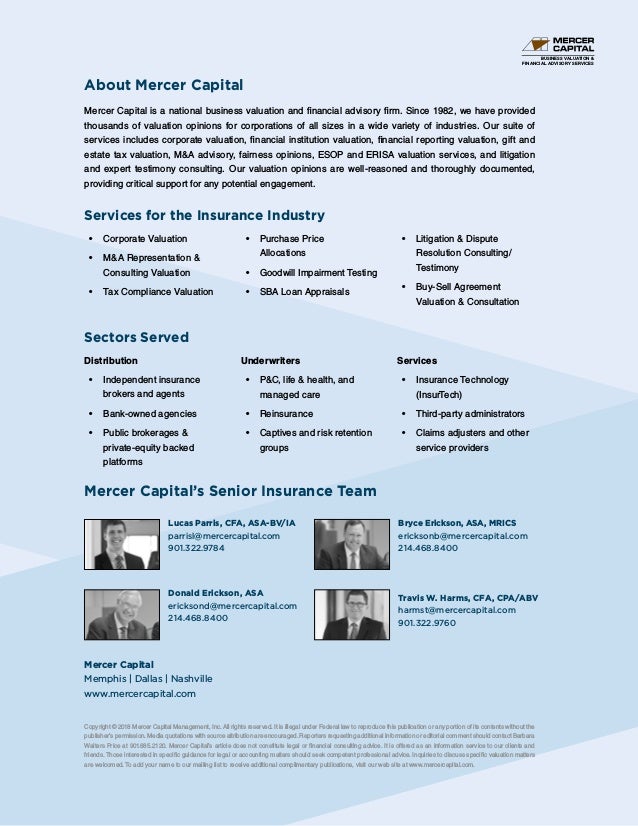 Mercer Capital How to Value Your Insurance Brokerage (2018)