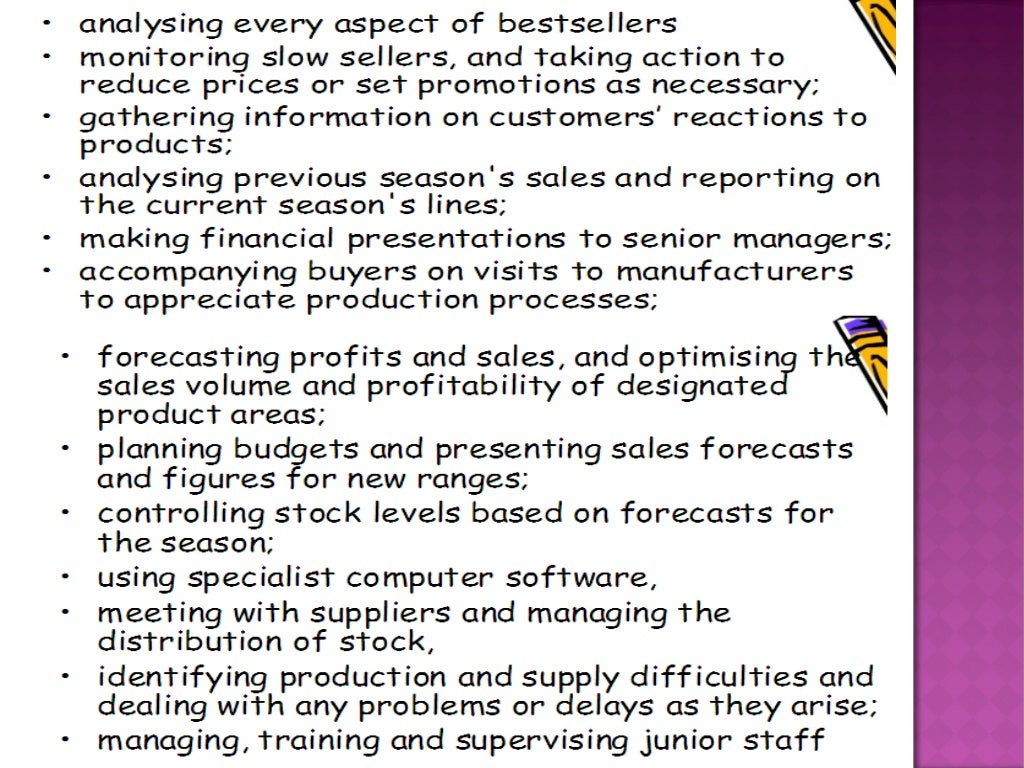 Merchandising process in the apparel industry