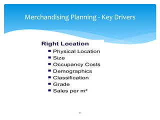 45
Merchandising Planning - Key Drivers
 