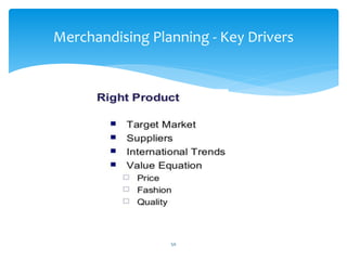 50
Merchandising Planning - Key Drivers
 