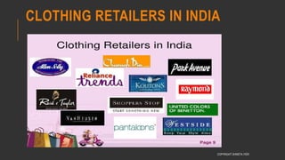 CLOTHING RETAILERS IN INDIA
COPYRIGHT SHWETA IYER
 