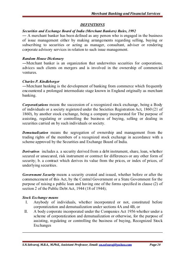 ppt on merchant banking and financial services Revise lecture merchant banking 2 merchant banking – an overview.