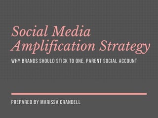 PREPARED BY MARISSA CRANDELL
Social Media
Amplification Strategy
WHY BRANDS SHOULD STICK TO ONE, PARENT SOCIAL ACCOUNT
 